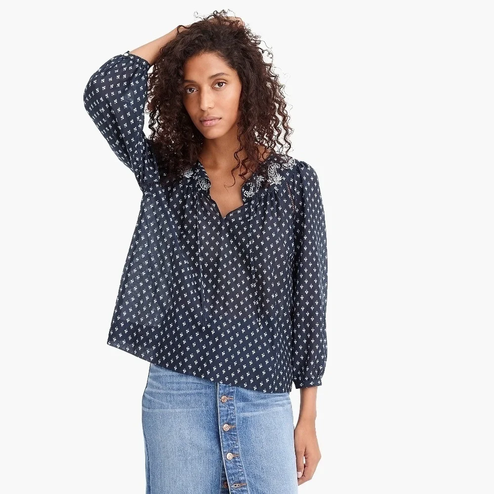 Point Sur Embroidered Peasant Blouse size S NWT